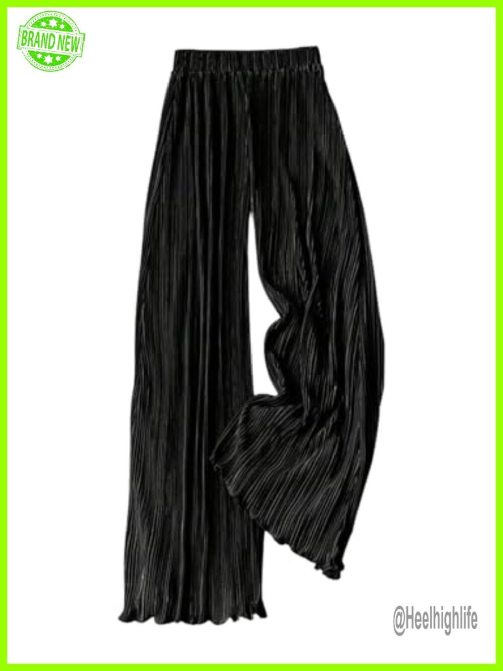 Silk Satin Flowy Pleated Palazzo Pants High Waist Wide Leg Trousers
